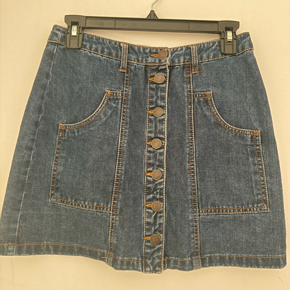 Stradivarius Blue Denim A-Line Skirt